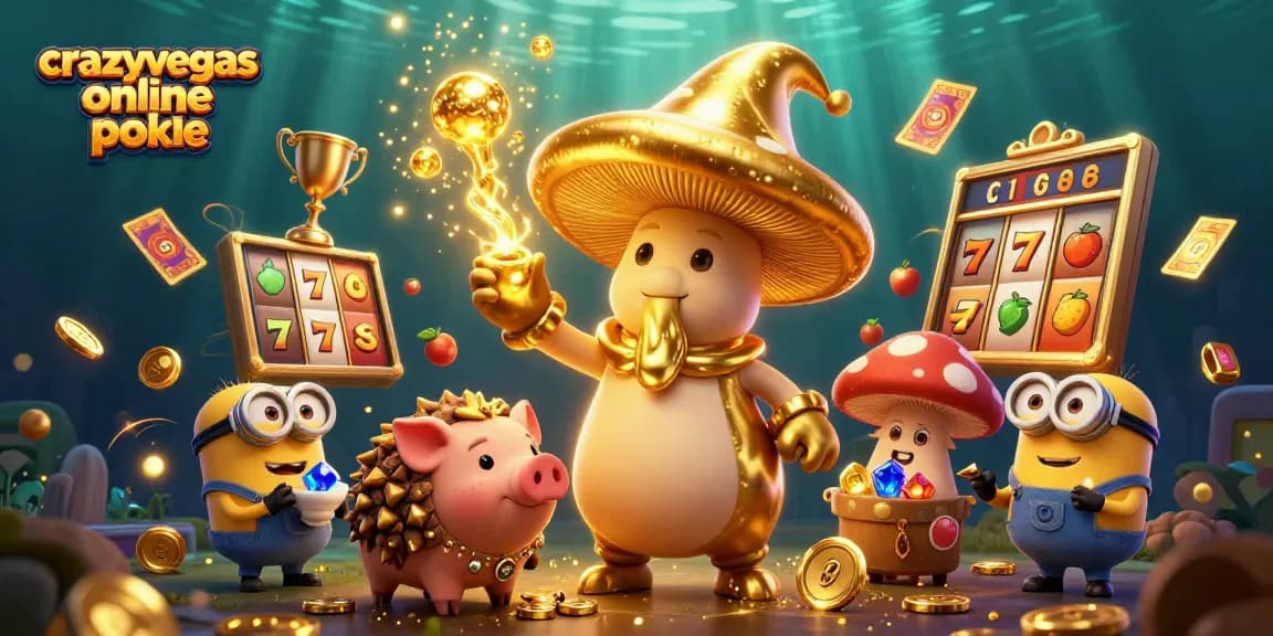 Experience the thrill of the crazyvegas online pokie with vibrant characters, dynamic slot elements, and gold glimmering treasures.