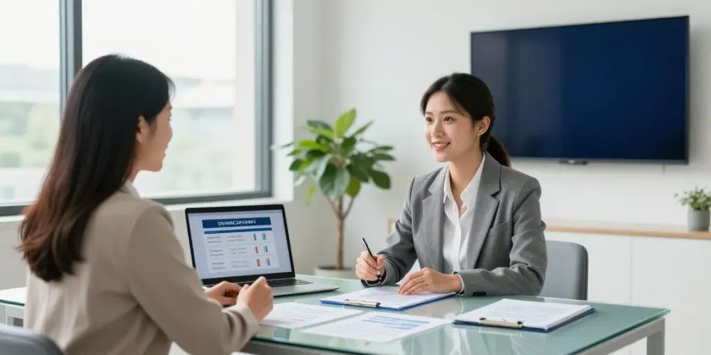 Consultation on payday loans at https://red-deer.paydayloans-on.ca, with financial advisor and client discussing options.