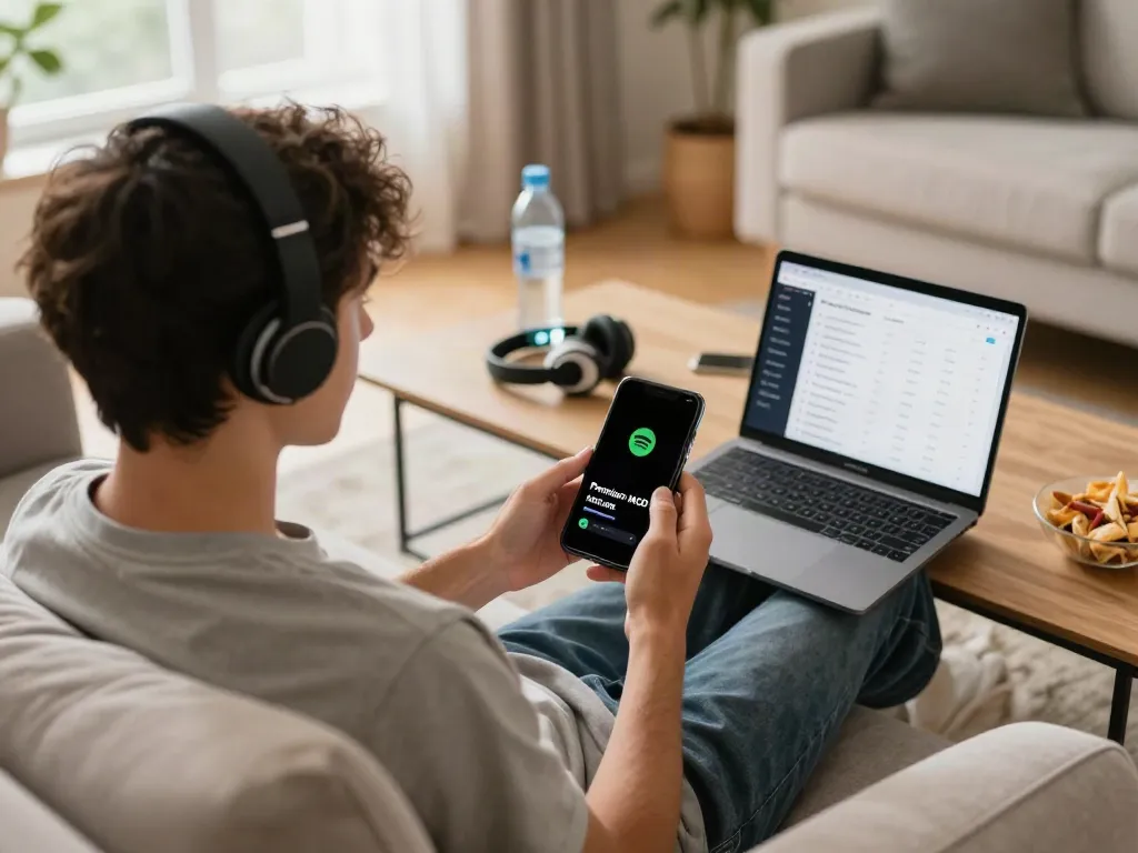 Experience seamless music enjoyment with Spotify Premium MOD APK download on mobile and laptop.